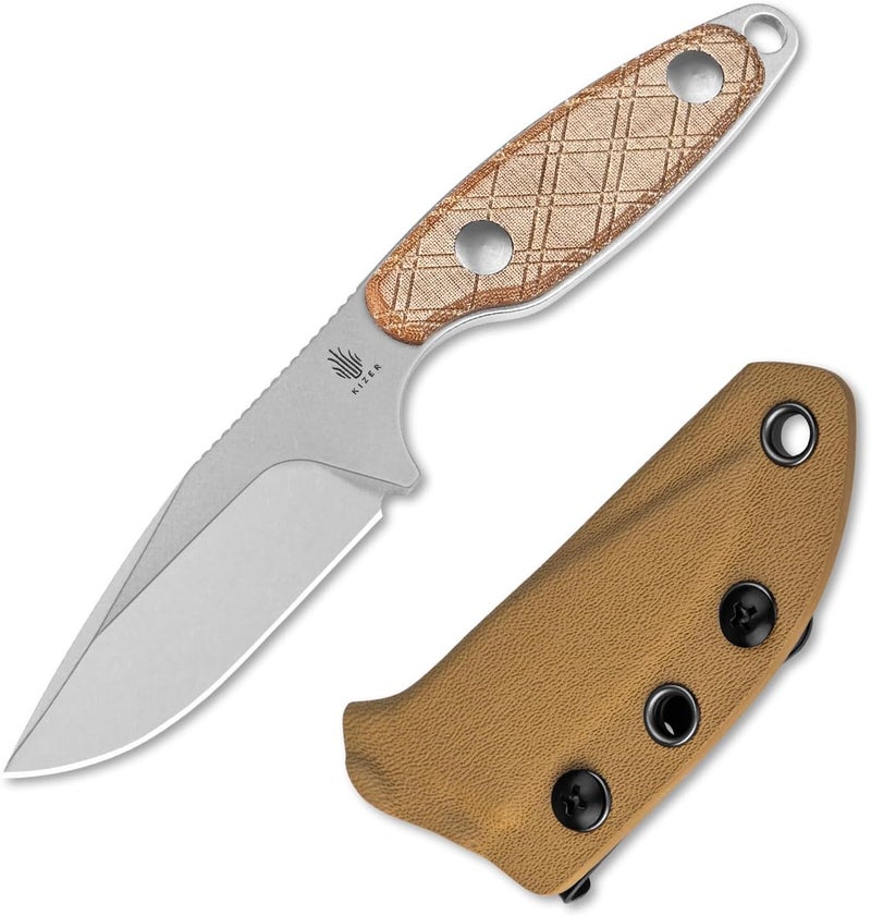 KIZER Muskrat Fixed Blade Knife, 3.15 In 154CM Neck Knife Argyle Pattern Micarta Handle Fixed Blade EDC Knives for Men Women, Outdoor Hunting Hiking Survival Camping Knives 1064C1 - Image 1